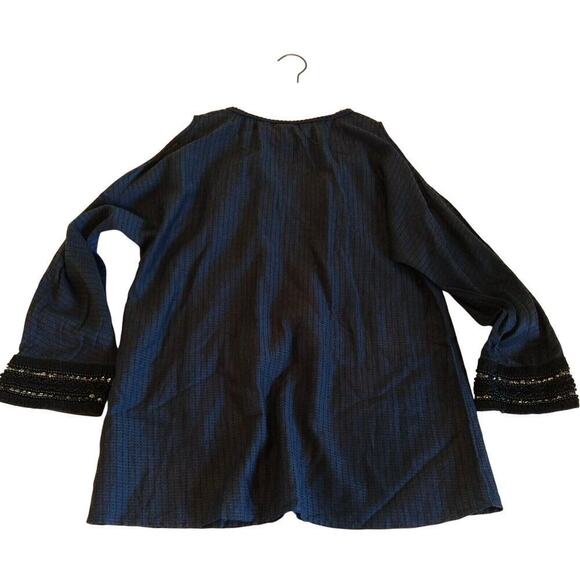 Soft Surroundings Chandra Top Size S NWT Cold Shoulder Beaded Tassel Boho Rayon - Picture 9 of 9